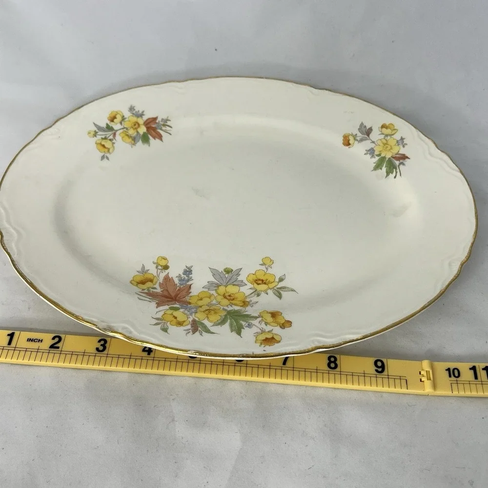 Vintage Homer Laughlin Eggshell Floral Serving Bowl Platter Set Gold Trim USA
